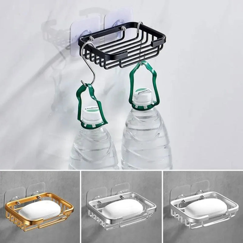 Porte-Savon Mural Aluminium sans Perçage à Grille de Drainage 13 cm