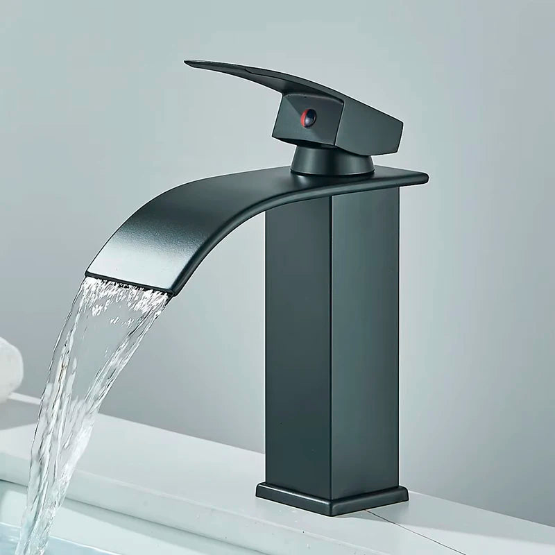 Mitigeur Lavabo Cascade Monotrou Inox 304, 7 Finitions, Modèle Bas ou Haut