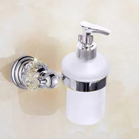 Accessoires Salle de Bain Chromé Cristal Frise Grecque à la Pièce, 17 Articles