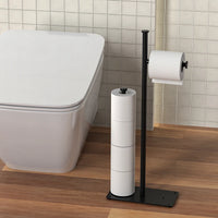 Porte-Papier Toilette sur Pied Noir avec Réserve, avec ou sans Tablette