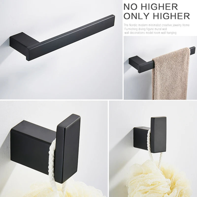 Accessoires Salle de Bain Noir Mat à la Pièce ou en Ensemble