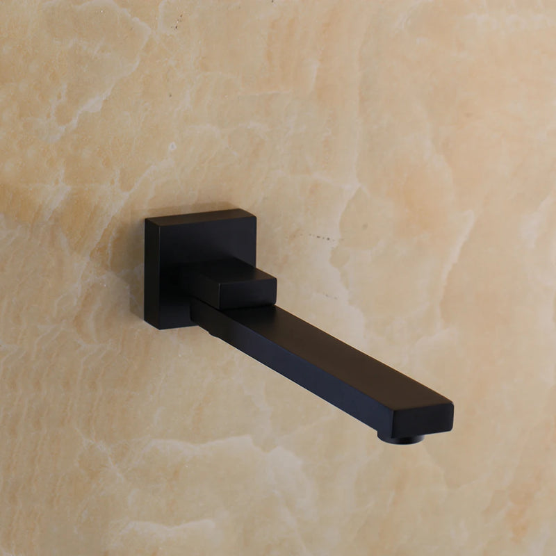 Robinet Mural Lavabo Encastré Carré à Bec Pivotant 180°, Chromé ou Noir