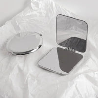 Miroir de Poche Pliant Inox, Rond, Carré ou Lot de 2