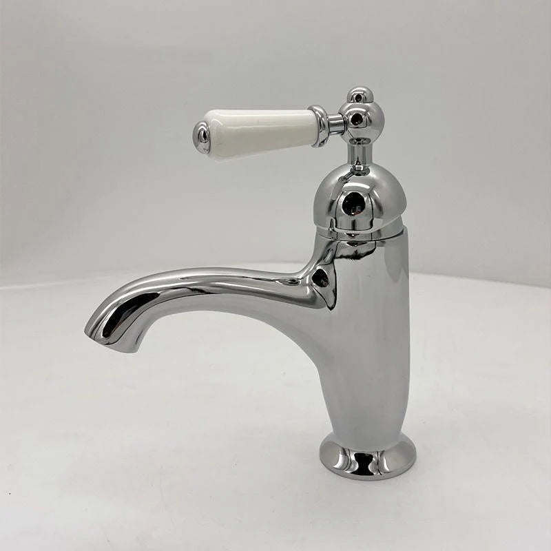 Mitigeur Lavabo Rétro Poignée Blanche Laiton, 6 Finitions