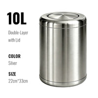 Poubelle de Salle de Bain Luxe Inox Double Couche 8 ou 10 Litres