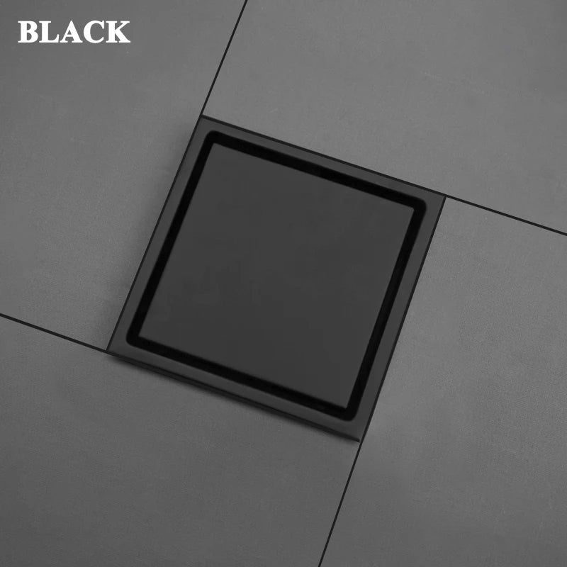 Bonde de Douche Carrée Inox 15 x 15 cm, Grille ou Plaque Invisible