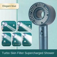 Pommeau de Douche Tête Ajourée 5 Modes, Bague Rotative, Bouton Stop