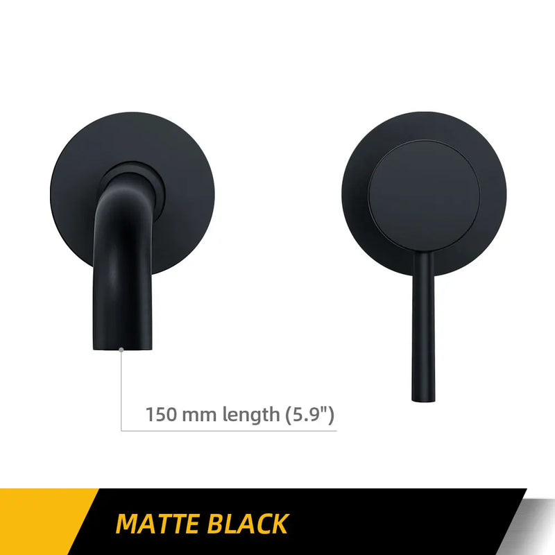 Robinet Mural Lavabo Encastré Laiton, Bec 15 à 26 cm, 9 Finitions
