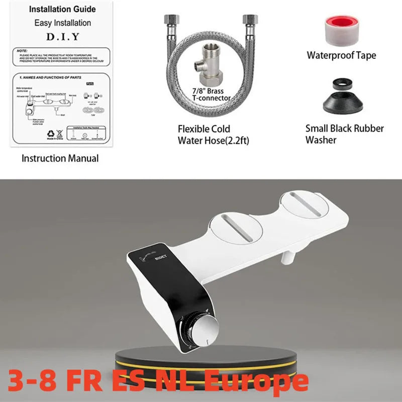 Bidet WC Non Électrique Autonettoyant à Double Buse, Pression Réglable