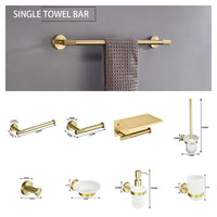 Accessoires Salle de Bain Doré Brossé à la Pièce, 24 Articles