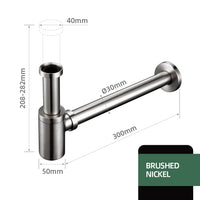 Siphon de Lavabo Laiton Mural Réglable 20,8 à 28,2 cm, 6 Finitions