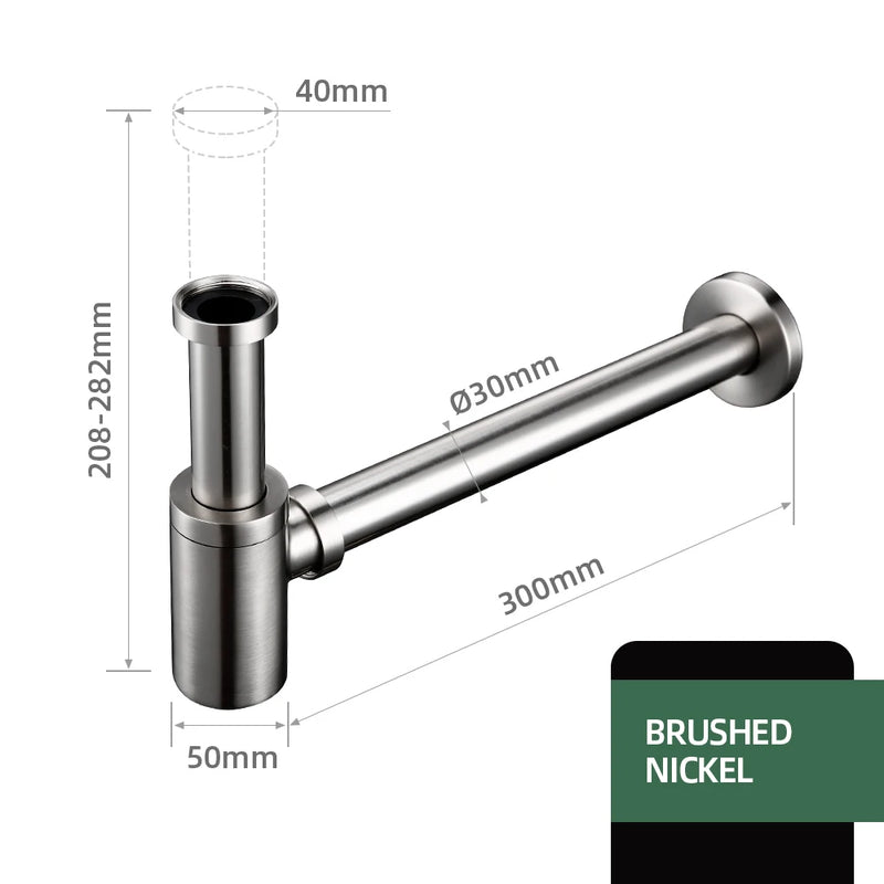 Siphon de Lavabo Laiton Mural Réglable 20,8 à 28,2 cm, 6 Finitions