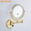 Miroir Grossissant Mural LED Double Face en Laiton 3x ou 5x