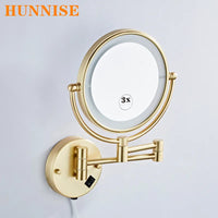 Miroir Grossissant Mural LED Double Face en Laiton 3x ou 5x