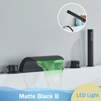 Robinet de Baignoire Cascade LED Bronze Noir 5 Pièces
