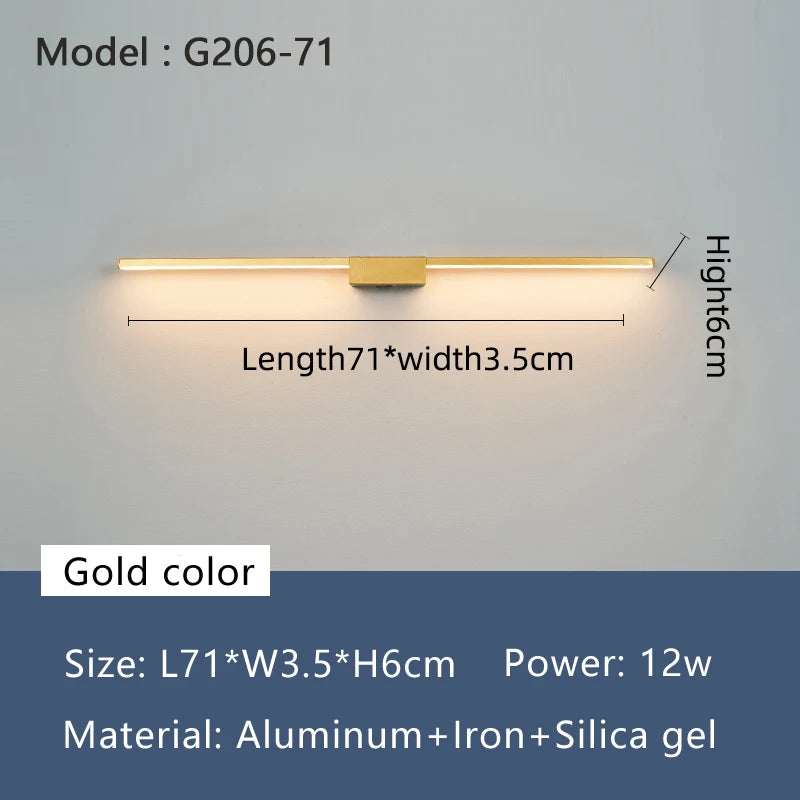 Réglette LED Miroir Salle de Bain Noire ou Dorée