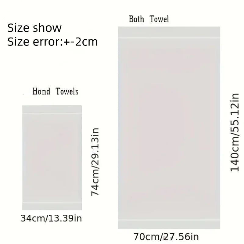 Serviettes de Bain en Bambou Brodées, 70 x 140 cm et 34 x 74 cm