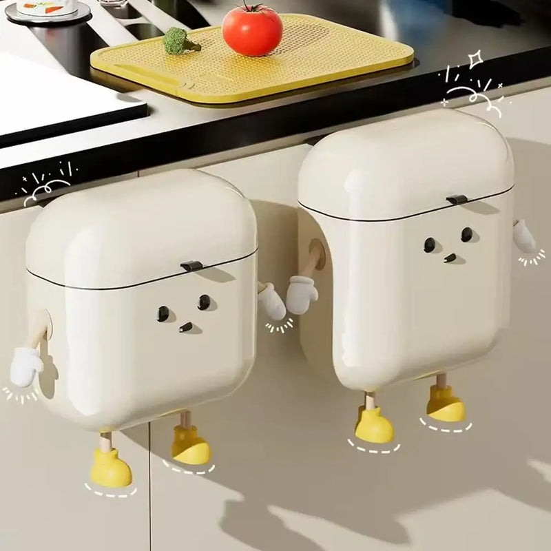 Poubelle Murale de Cuisine Mignonne Blanc Crème, 9 ou 12 L