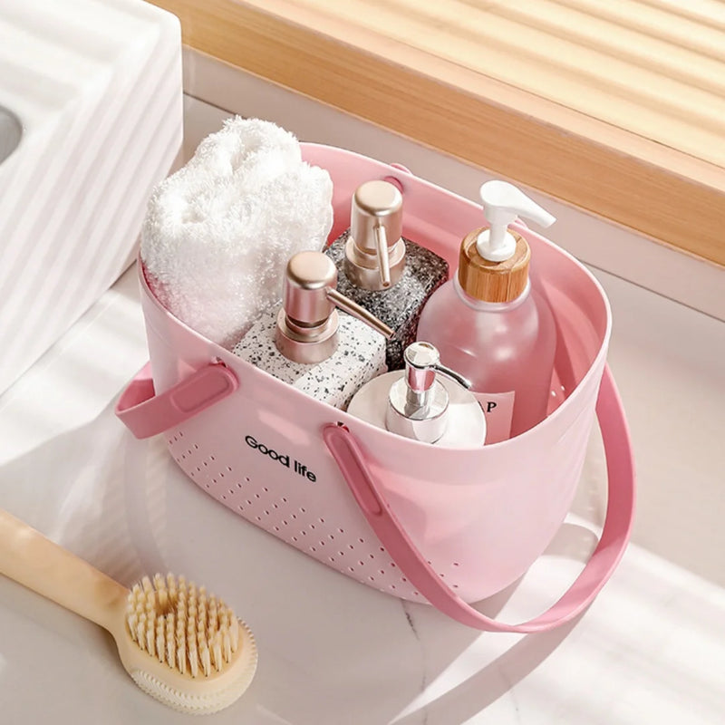 Panier de Douche Portable à Anses 25 cm, Gris, Blanc ou Rose