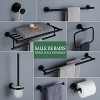 Accessoires Salle de Bain Noir Mat à la Pièce ou en Kit, 20 Choix