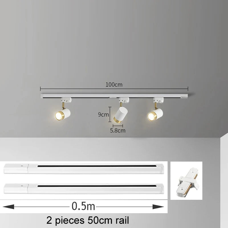 Plafonnier Cuisine sur Rail à Spots GU10 Orientables, Noir ou Blanc