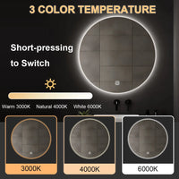Miroir LED Salle de Bain Rond Tactile 3 Températures