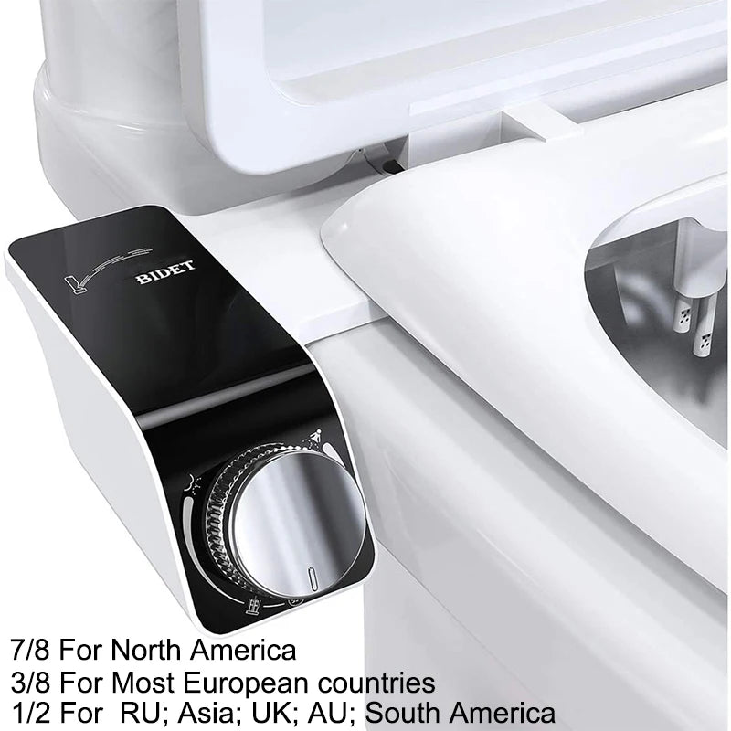 Bidet Non Électrique pour WC, Double Buse Autonettoyante, Eau Froide ou Chaude