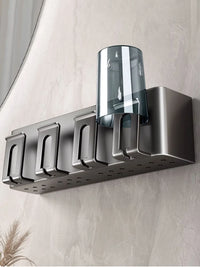 Porte-Brosse à Dents Mural Sans Perçage avec Gobelets, 2 à 4 Places