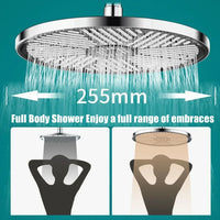 Pommeau de Douche Pluie 25,5 cm ou à Main, Noir ou Chromé