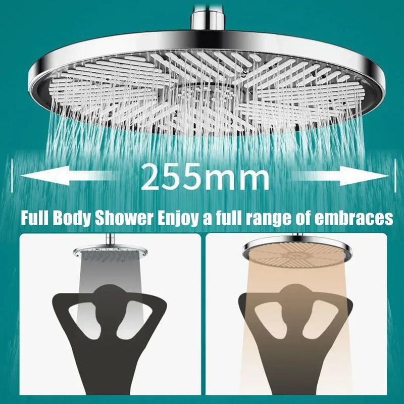 Pommeau de Douche Pluie 25,5 cm ou à Main, Noir ou Chromé