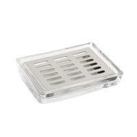Porte-Savon Verre et Inox Auto-Drainant Rectangulaire, Doré, Noir ou Argent