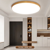 Plafonnier Cuisine LED Rond Grain de Bois Ultra-Plat, 18 à 50 W, 4 Finitions