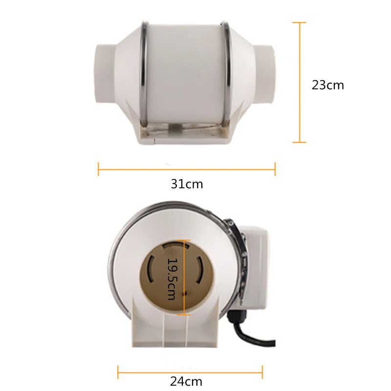 Ventilateur de Conduit Silencieux, 220 à 900 m³/h, Salle de Bain