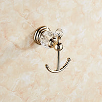 Accessoires Salle de Bain Doré à Cristal avec Gobelets Blancs, à la Pièce, 12 Articles