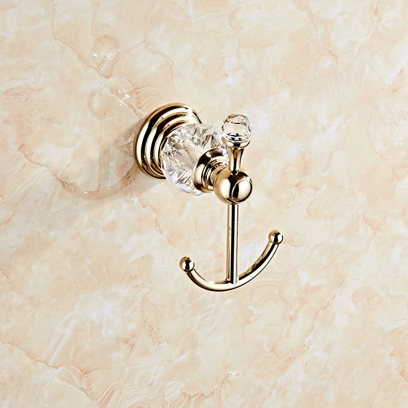 Accessoires Salle de Bain Doré à Cristal avec Gobelets Blancs, à la Pièce, 12 Articles