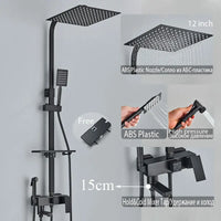 Colonne de Douche Réglable 73 à 116 cm avec Étagère, Noir, Chromé ou Doré