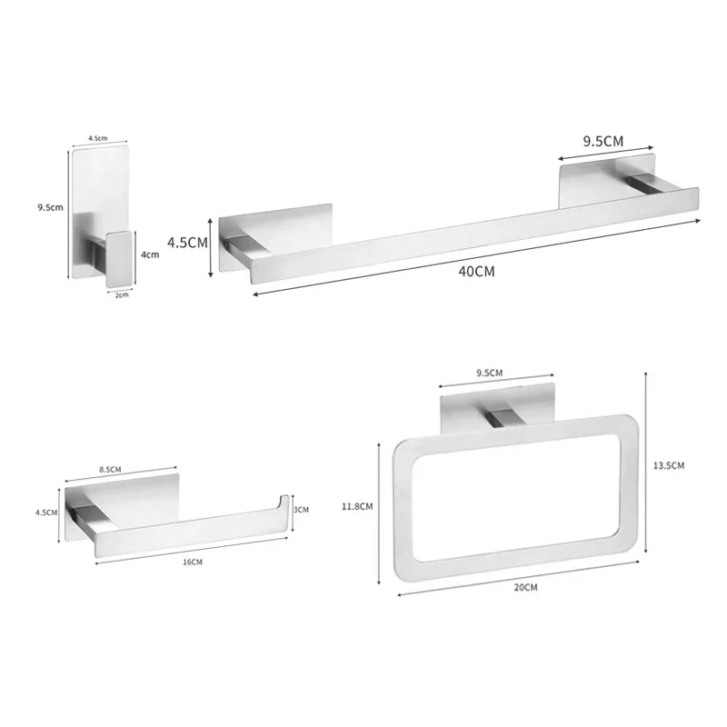 Accessoires Salle de Bain Inox Adhésifs Sans Perçage