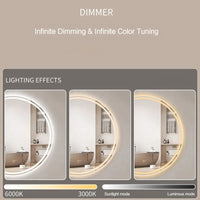 Miroir LED Salle de Bain Rond Anti-Buée avec Horloge