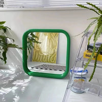 Miroir Mural Carré Angles Arrondis Cadre Inox Coloré 40 x 40 cm