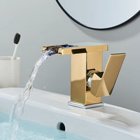Mitigeur Lavabo Cascade LED Noir, Doré ou Chromé, Bec Court ou Haut