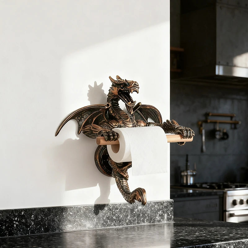Porte-Papier Toilette Mural Dragon Bronze Antique, Rétro et Décoratif