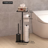 Porte-Papier Toilette sur Pied avec Réserve de Rouleaux, Noir ou Blanc