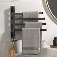 Porte-Serviette Pivotant Mural Inox Noir ou Blanc, 1 à 5 Barres