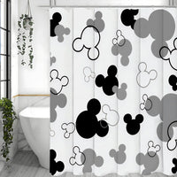 Rideau de Douche Motif Têtes de Souris Noir Blanc Gris, 15 Dimensions