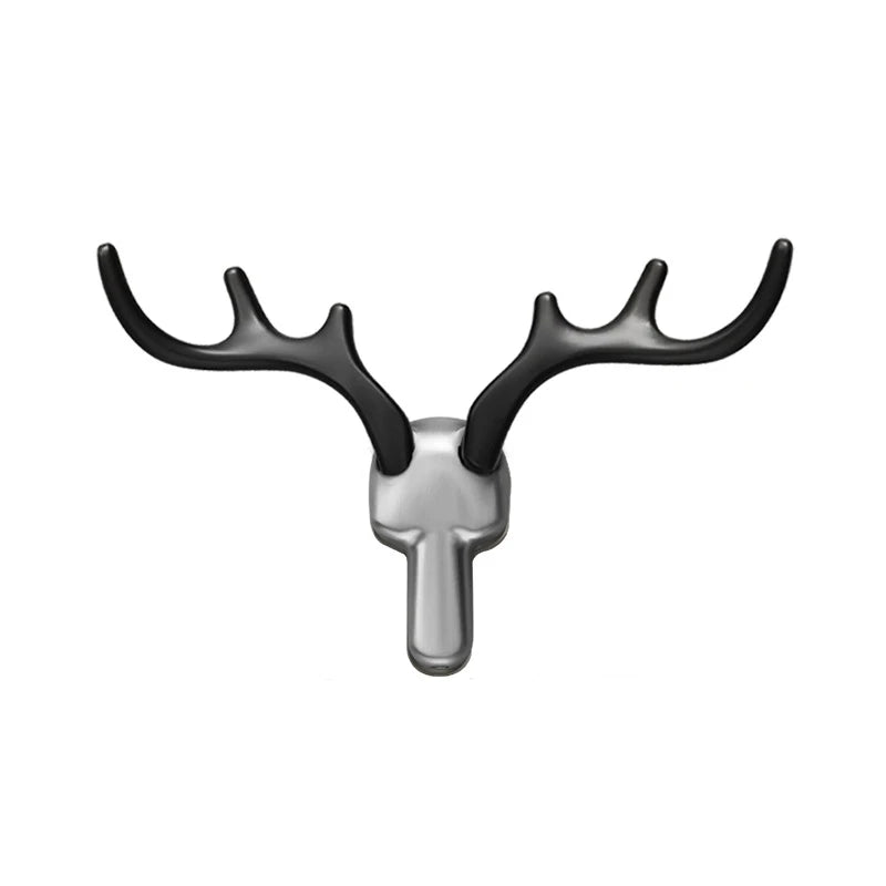 Patère Murale Bois de Cerf Alliage de Zinc Noir, Doré ou Argent