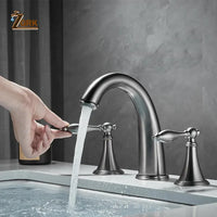 Mitigeur Lavabo 3 Trous Double Poignée en Laiton, 5 Finitions