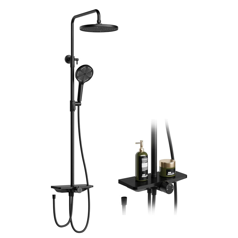 Colonne de Douche Murale Inox avec Étagère Intégrée