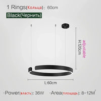 Suspension Cuisine LED Anneaux Ouverts, Ø 40 à 80 cm