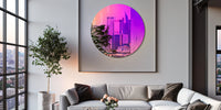 Miroir Mural Rond Décoratif Verre Teinté Dégradé Arc-en-Ciel 66 cm