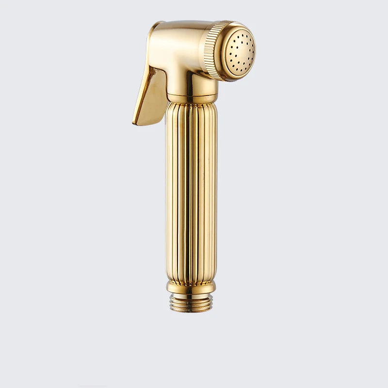 Douchette WC Cannelée Doré ou Chromé avec Robinet Double Sortie